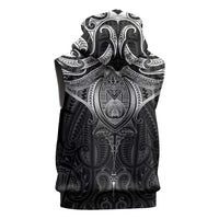 New Zealand Aotearoa Sleeveless Hoodie Maori Manta Ray Moko Black LT05 - Polynesian Pride