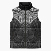 New Zealand Aotearoa Sleeveless Puffer Jacket Maori Manta Ray Moko Black LT05 Unisex Black - Polynesian Pride