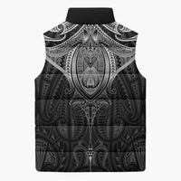 New Zealand Aotearoa Sleeveless Puffer Jacket Maori Manta Ray Moko Black LT05 - Polynesian Pride
