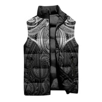 New Zealand Aotearoa Sleeveless Puffer Jacket Maori Manta Ray Moko Black LT05 - Polynesian Pride