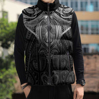 New Zealand Aotearoa Sleeveless Puffer Jacket Maori Manta Ray Moko Black LT05 - Polynesian Pride