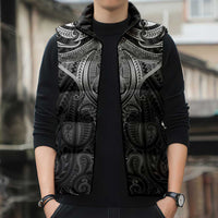 New Zealand Aotearoa Sleeveless Puffer Jacket Maori Manta Ray Moko Black LT05 - Polynesian Pride