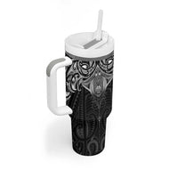 New Zealand Aotearoa Tumbler With Handle Maori Manta Ray Moko Black - Polynesian Pride