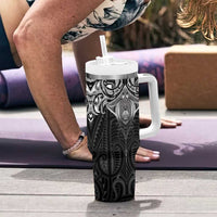 New Zealand Aotearoa Tumbler With Handle Maori Manta Ray Moko Black - Polynesian Pride
