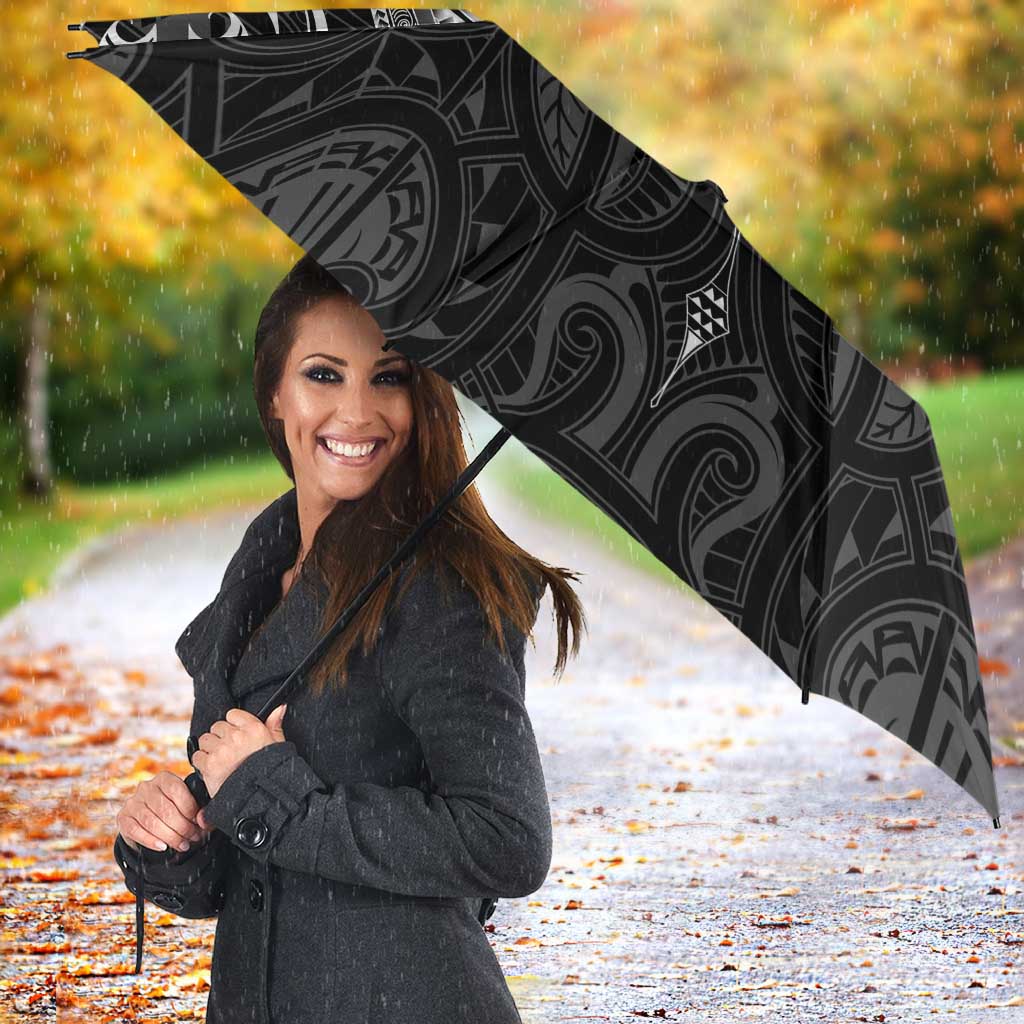 New Zealand Aotearoa Umbrella Maori Manta Ray Moko Black - Polynesian Pride