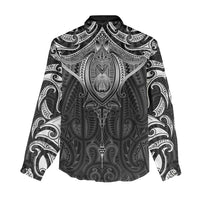 New Zealand Aotearoa Women Casual Shirt Maori Manta Ray Moko Black - Polynesian Pride