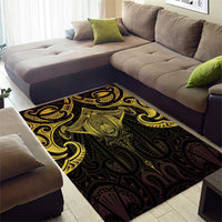 New Zealand Aotearoa Area Rug Maori Manta Ray Moko Gold - Polynesian Pride