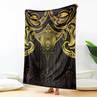 New Zealand Aotearoa Blanket Maori Manta Ray Moko Gold - Polynesian Pride