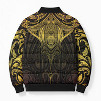 New Zealand Aotearoa Bomber Puffer Jacket Maori Manta Ray Moko Gold - Polynesian Pride