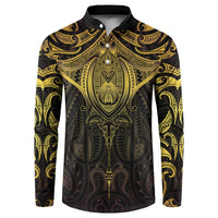 New Zealand Aotearoa Button Sweatshirt Maori Manta Ray Moko Gold - Polynesian Pride