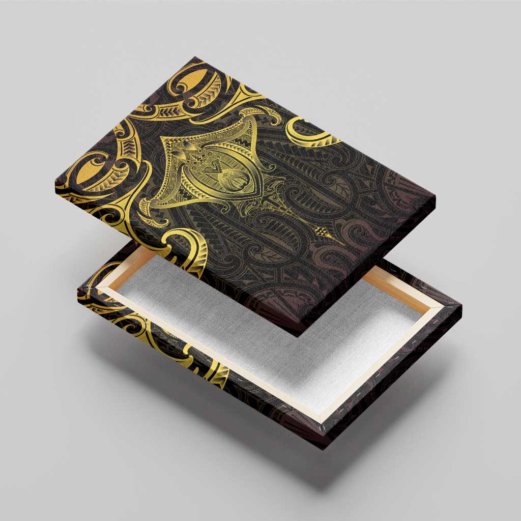 New Zealand Aotearoa Canvas Wall Art Maori Manta Ray Moko Gold - Polynesian Pride