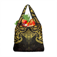 New Zealand Aotearoa Grocery Bag Maori Manta Ray Moko Gold - Polynesian Pride
