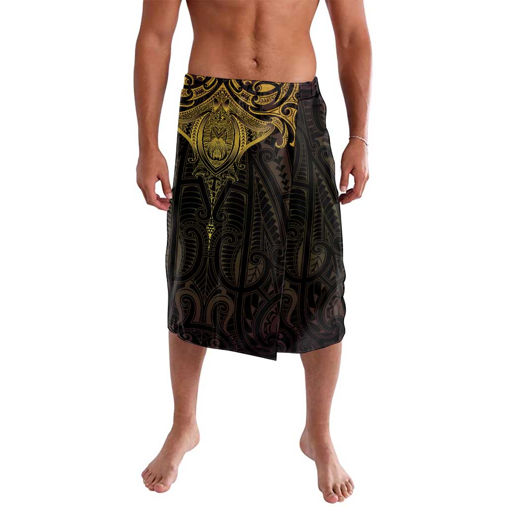 New Zealand Aotearoa Lavalava Maori Manta Ray Moko Gold - Polynesian Pride