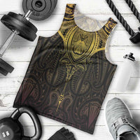 New Zealand Aotearoa Men Tank Top Maori Manta Ray Moko Gold - Polynesian Pride