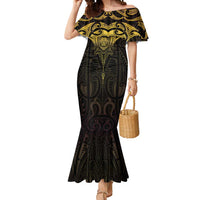 New Zealand Aotearoa Mermaid Dress Maori Manta Ray Moko Gold - Polynesian Pride