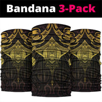 New Zealand Aotearoa Neck Gaiter Maori Manta Ray Moko Gold LT05