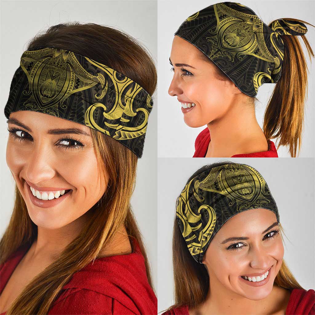 New Zealand Aotearoa Neck Gaiter Maori Manta Ray Moko Gold LT05
