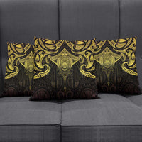 New Zealand Aotearoa Pillow Cover Maori Manta Ray Moko Gold - Polynesian Pride