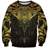 New Zealand Aotearoa Sweatshirt Maori Manta Ray Moko Gold LT05 Unisex Gold - Polynesian Pride