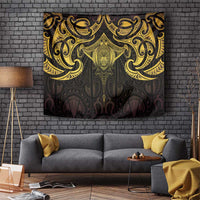 New Zealand Aotearoa Tapestry Maori Manta Ray Moko Gold - Polynesian Pride