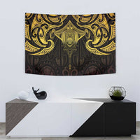 New Zealand Aotearoa Tapestry Maori Manta Ray Moko Gold - Polynesian Pride