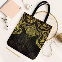 New Zealand Aotearoa Tote Bag Maori Manta Ray Moko Gold LT05 Black Strap One Size Gold - Polynesian Pride