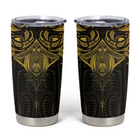 New Zealand Aotearoa Tumbler Cup Maori Manta Ray Moko Gold - Polynesian Pride