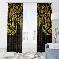 New Zealand Aotearoa Window Curtain Maori Manta Ray Moko Gold - Polynesian Pride