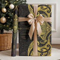 New Zealand Aotearoa Wrapping Paper Maori Manta Ray Moko Gold - Polynesian Pride