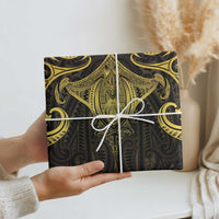 New Zealand Aotearoa Wrapping Paper Maori Manta Ray Moko Gold - Polynesian Pride