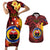 Papua New Guinea Gulf Province Couples Matching Short Sleeve Bodycon Dress and Hawaiian Shirt Mix Coat Of Arms Polynesian Pattern LT05 Red - Polynesian Pride