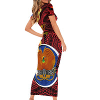 Papua New Guinea Gulf Province Family Matching Short Sleeve Bodycon Dress and Hawaiian Shirt Mix Coat Of Arms Polynesian Pattern LT05 - Polynesian Pride