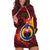 Papua New Guinea Gulf Province Hoodie Dress Mix Coat Of Arms Polynesian Pattern LT05 Red - Polynesian Pride