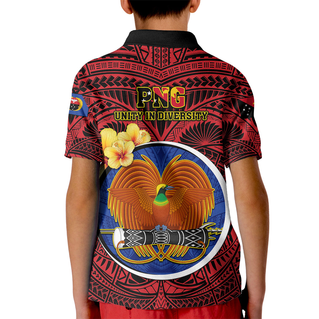 Papua New Guinea Gulf Province Kid Polo Shirt Mix Coat Of Arms Polynesian Pattern LT05 - Polynesian Pride