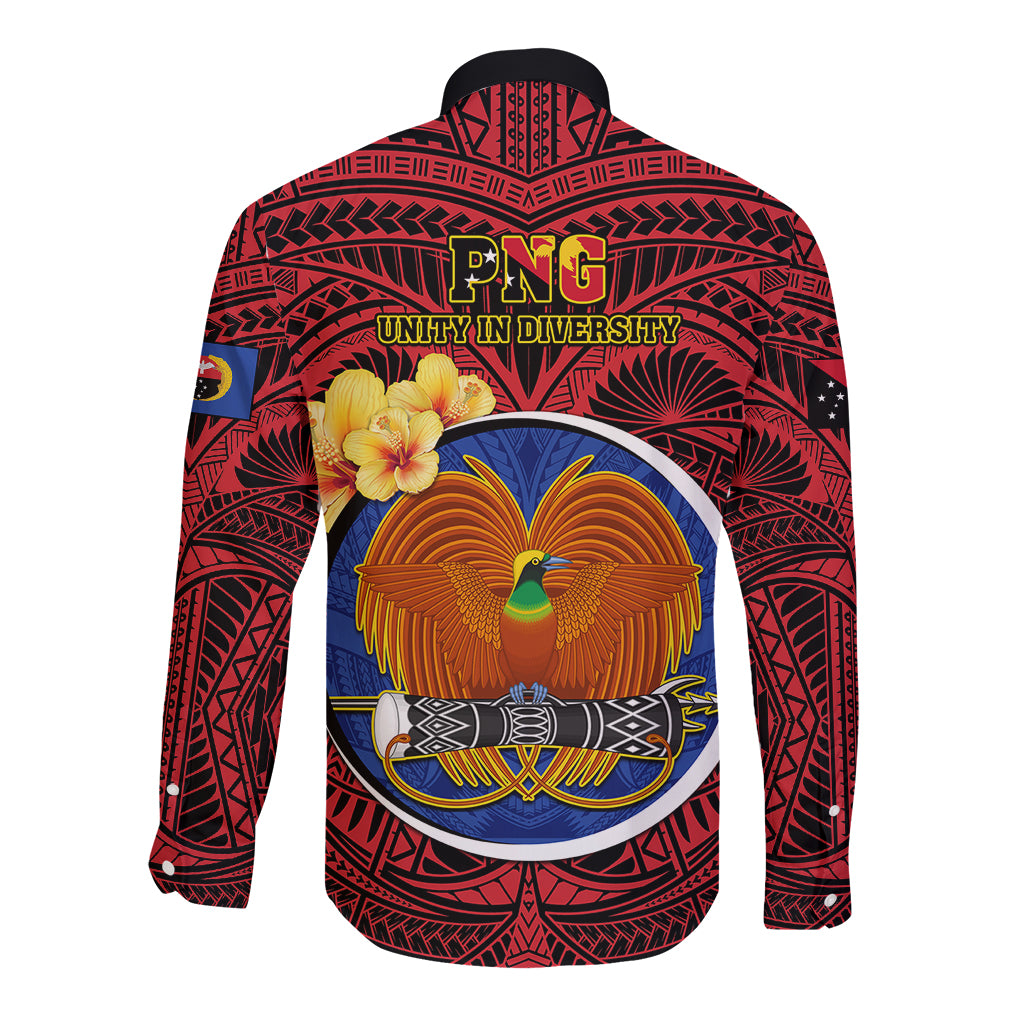 Papua New Guinea Gulf Province Long Sleeve Button Shirt Mix Coat Of Arms Polynesian Pattern LT05 - Polynesian Pride
