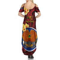 Papua New Guinea Gulf Province Summer Maxi Dress Mix Coat Of Arms Polynesian Pattern LT05 - Polynesian Pride