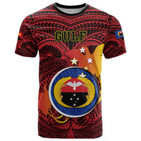 Papua New Guinea Gulf Province T Shirt Mix Coat Of Arms Polynesian Pattern LT05 Red - Polynesian Pride