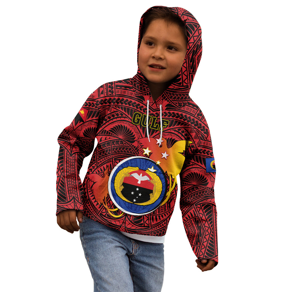 Personalized Papua New Guinea Gulf Province Kid Hoodie Mix Coat Of Arms Polynesian Pattern LT05 - Polynesian Pride