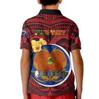 Personalized Papua New Guinea Gulf Province Kid Polo Shirt Mix Coat Of Arms Polynesian Pattern LT05 - Polynesian Pride
