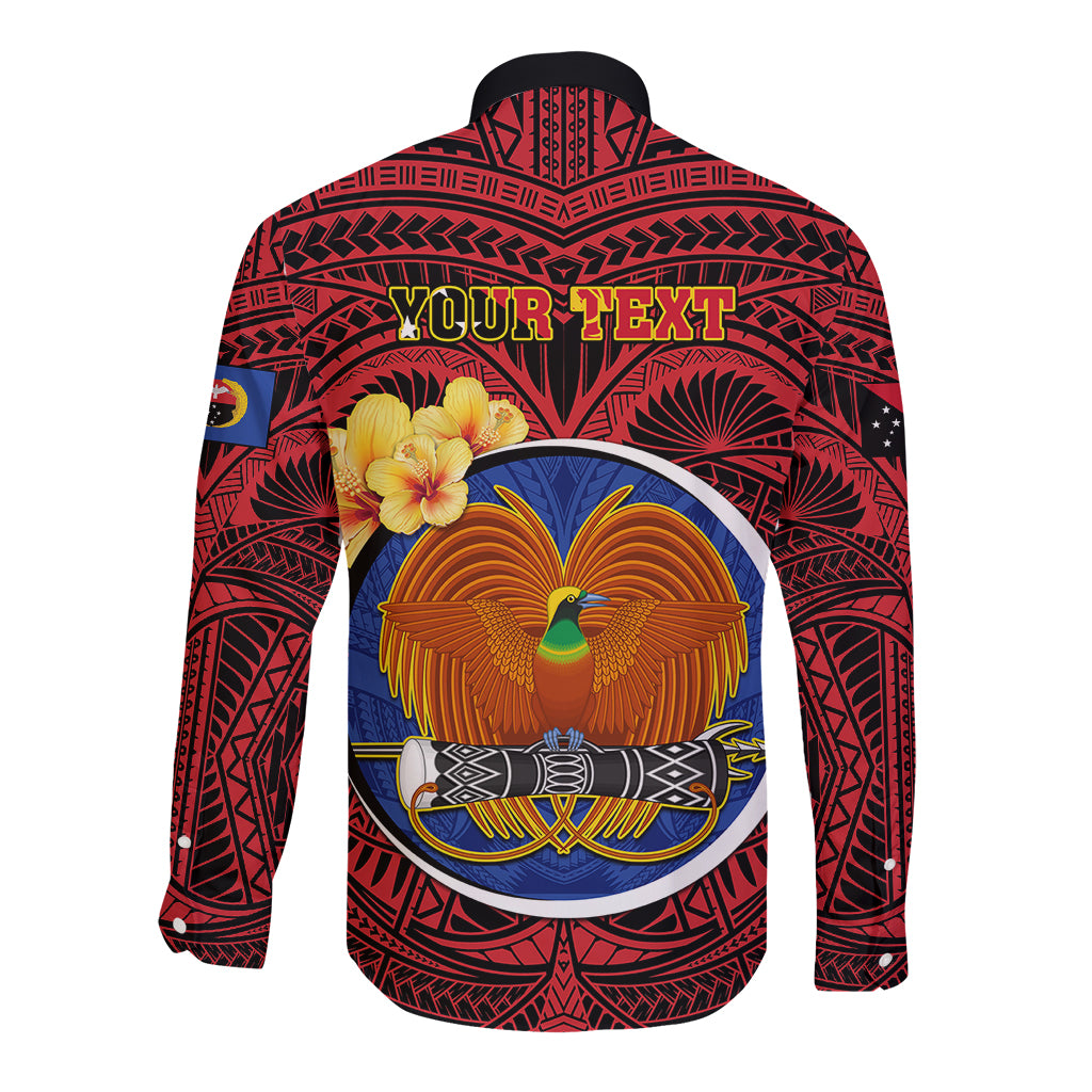 Personalized Papua New Guinea Gulf Province Long Sleeve Button Shirt Mix Coat Of Arms Polynesian Pattern LT05 - Polynesian Pride