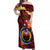 Personalized Papua New Guinea Gulf Province Off Shoulder Maxi Dress Mix Coat Of Arms Polynesian Pattern LT05 Women Red - Polynesian Pride