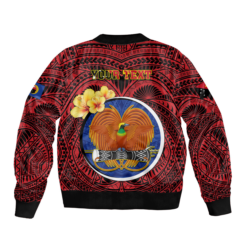 Personalized Papua New Guinea Gulf Province Sleeve Zip Bomber Jacket Mix Coat Of Arms Polynesian Pattern LT05 - Polynesian Pride