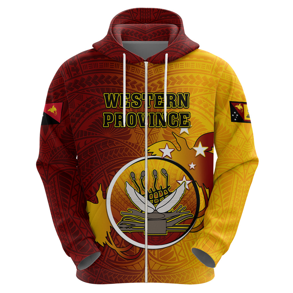 Papua New Guinea Western Province Hoodie Mix Coat Of Arms Polynesian Pattern LT05 - Polynesian Pride
