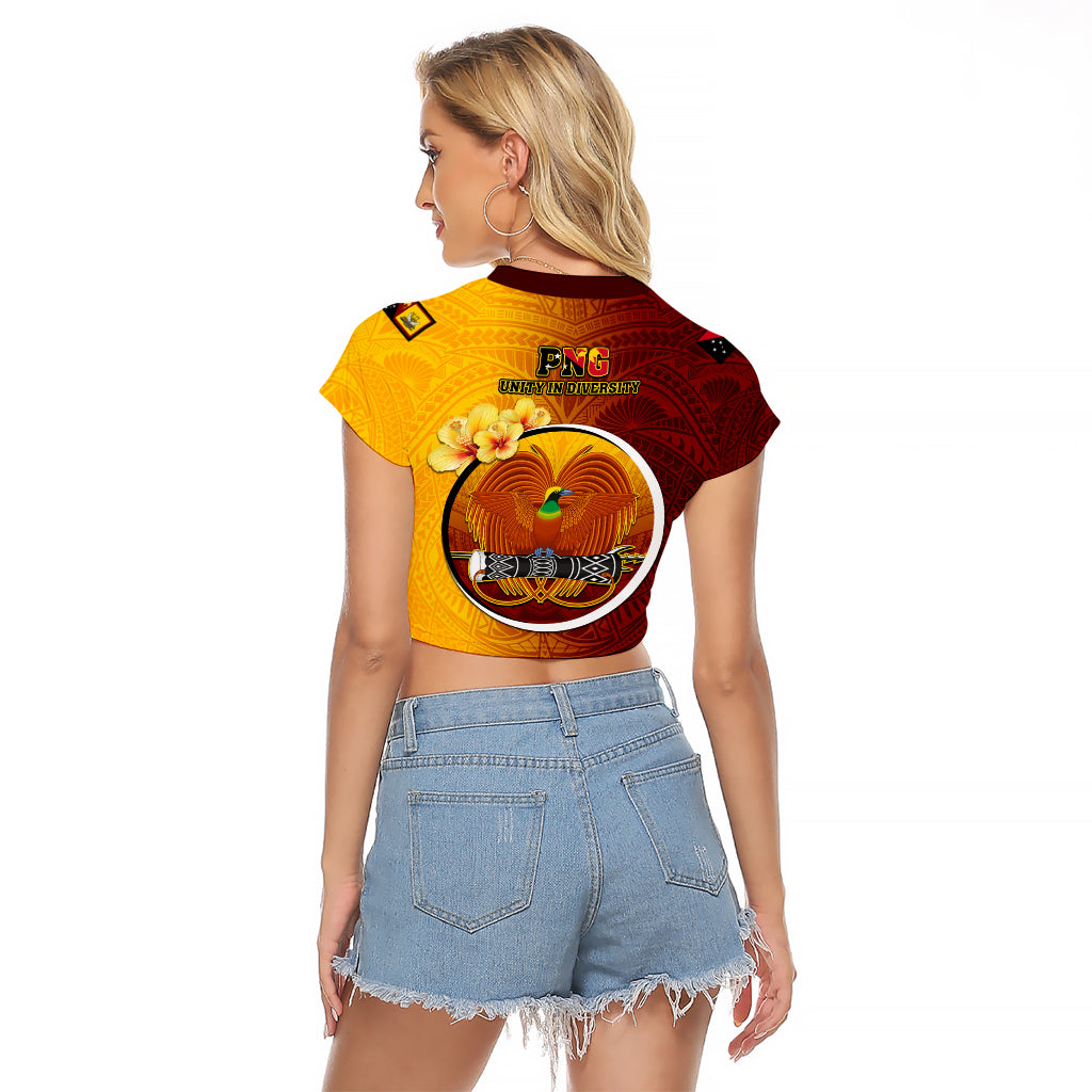 Papua New Guinea Western Province Raglan Cropped T Shirt Mix Coat Of Arms Polynesian Pattern LT05 - Polynesian Pride