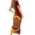 Papua New Guinea Western Province Short Sleeve Bodycon Dress Mix Coat Of Arms Polynesian Pattern LT05 - Polynesian Pride