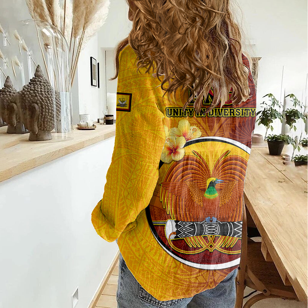 Papua New Guinea Western Province Women Casual Shirt Mix Coat Of Arms Polynesian Pattern LT05 - Polynesian Pride