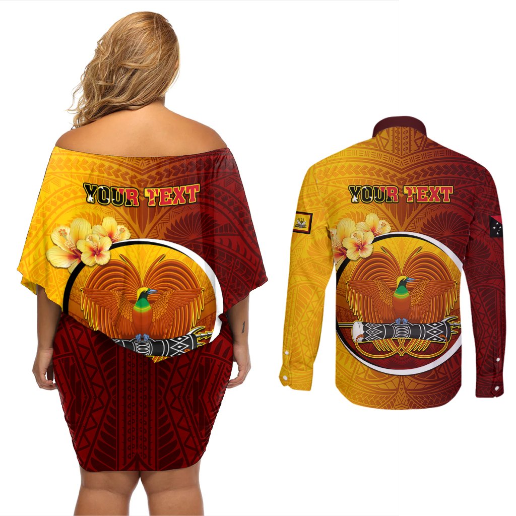 Personalized Papua New Guinea Western Province Couples Matching Off Shoulder Short Dress and Long Sleeve Button Shirts Mix Coat Of Arms Polynesian Pattern LT05 - Polynesian Pride