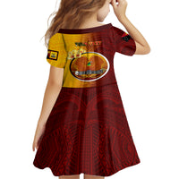 Personalized Papua New Guinea Western Province Kid Short Sleeve Dress Mix Coat Of Arms Polynesian Pattern LT05 - Polynesian Pride
