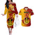 Papua New Guinea Madang Province Couples Matching Off The Shoulder Long Sleeve Dress and Hawaiian Shirt Mix Coat Of Arms Polynesian Pattern LT05 Yellow - Polynesian Pride