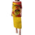 Papua New Guinea Madang Province Family Matching Puletasi Dress and Hawaiian Shirt Mix Coat Of Arms Polynesian Pattern LT05 Mom's Dress Yellow - Polynesian Pride